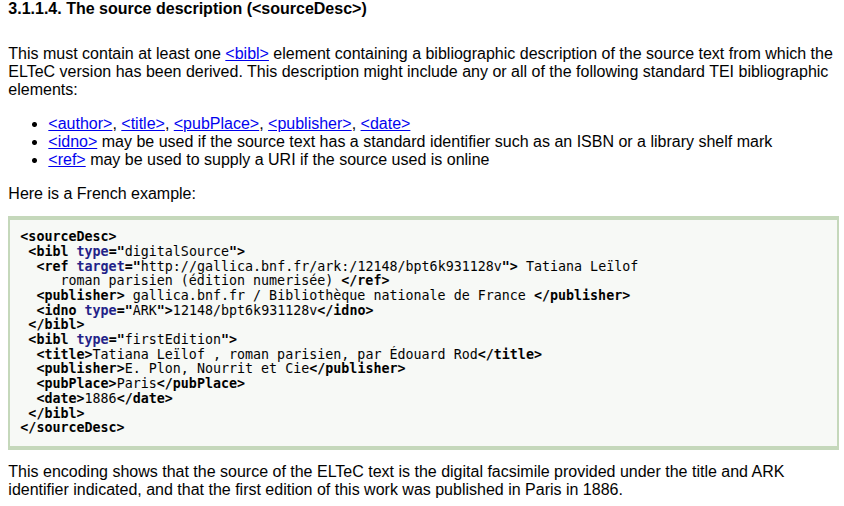 ELTeC Schema zu Source Descs