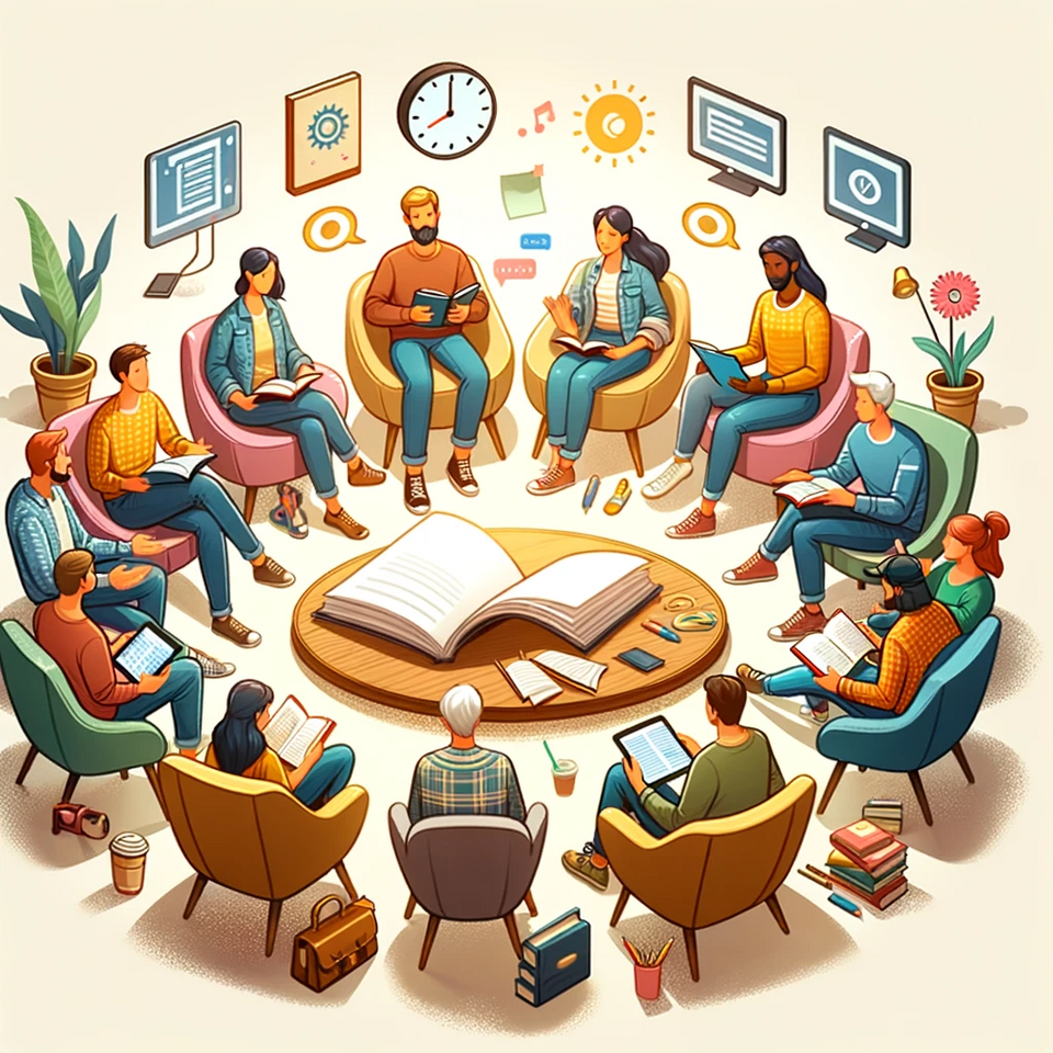 a group of people sitting together in a circle for learning